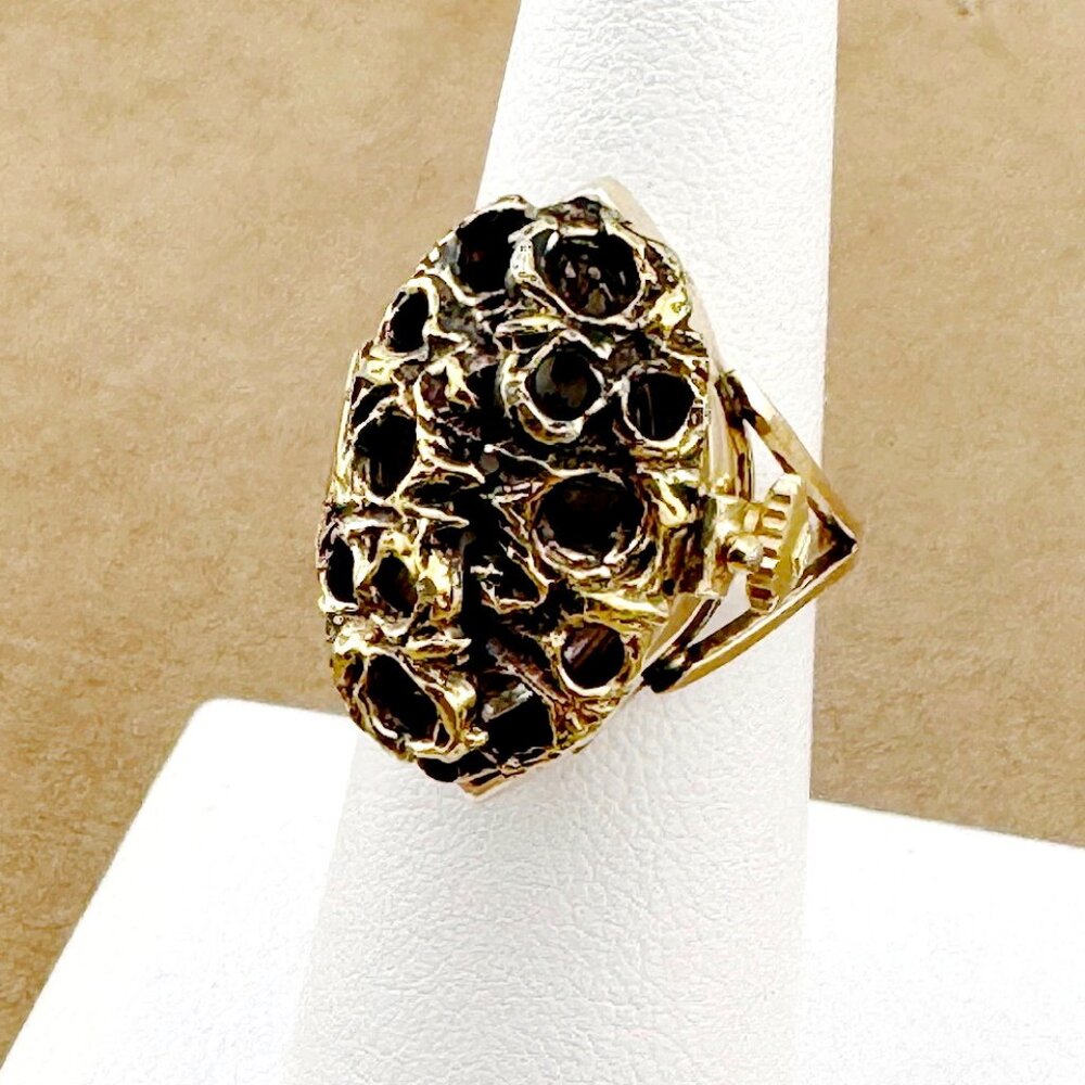 Vintage Bucherer Marquise Watch Ring 20 Micron 18 Karat Gold Plated Swiss Made